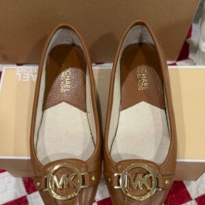 Michael Kors Brown Flats with Gold Logo